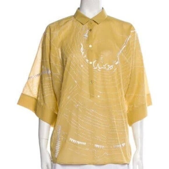 Akris - Printed Three-Quarter Sleeve Button-Up Top Size - US 4 - Picture 3 of 14